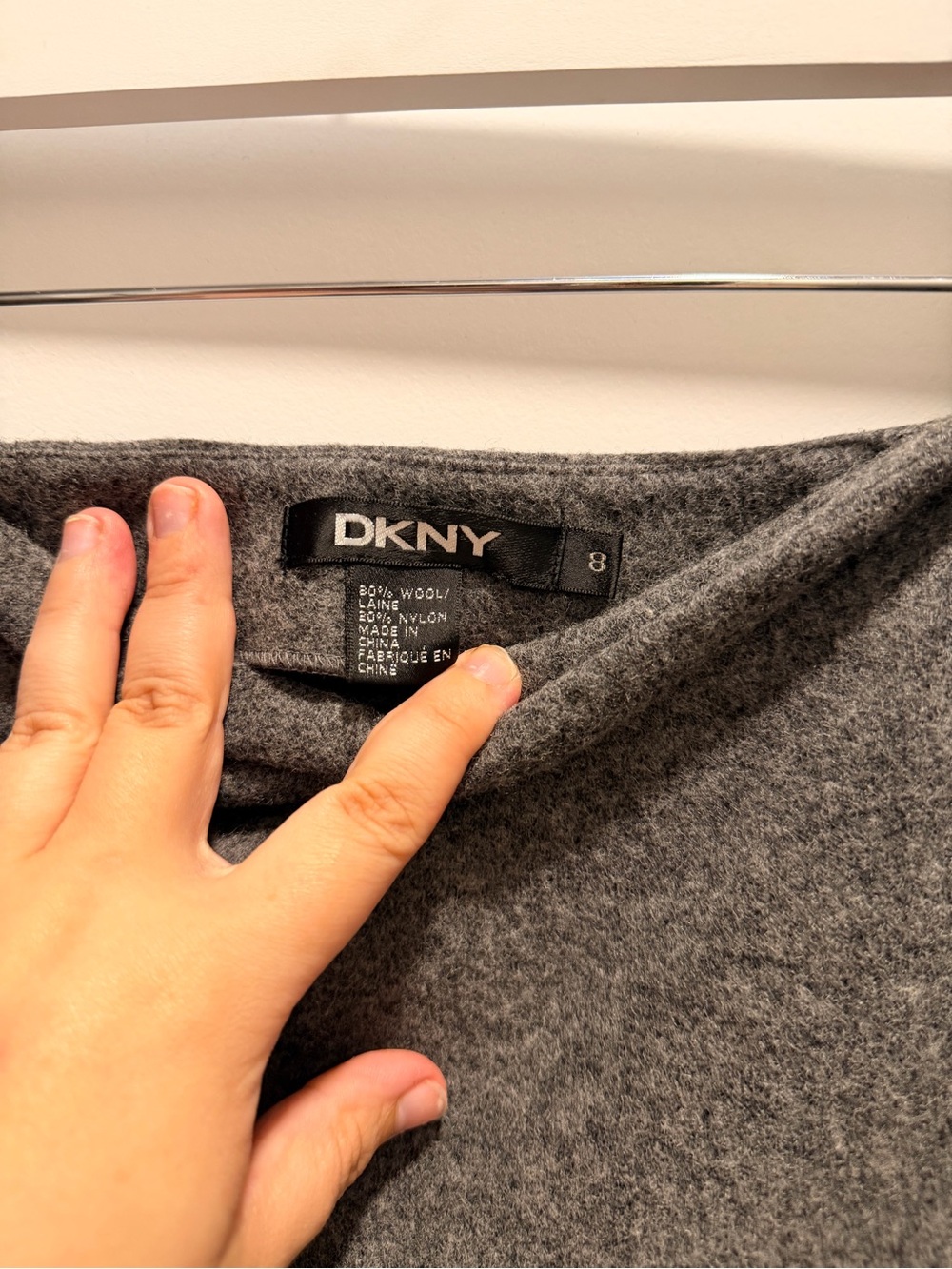 DKNY Vintage Grey Wool A-Line Mini Skirt - Picture 2 of 4
